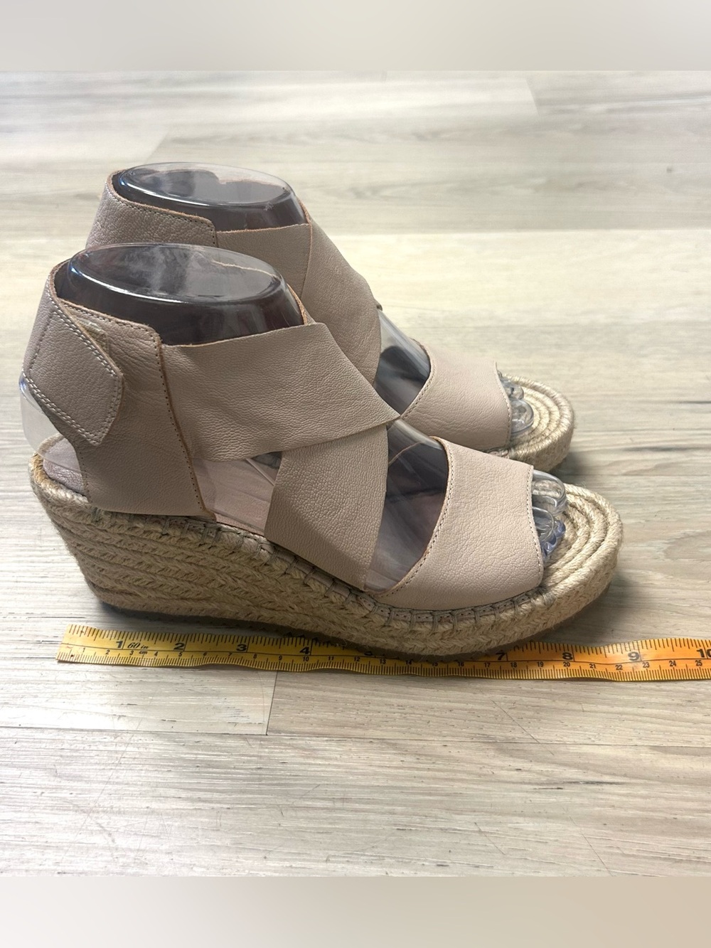 Eileen Fisher Sandals Willow Espadrille Sz 6 Tumbled Leather Wedge nude pink - Picture 13 of 13
